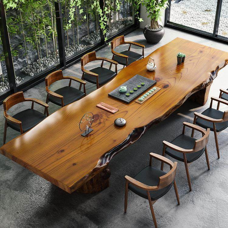 新中式实木茶桌 大板桌子原木整板茶台桌办公室接待泡茶桌椅组合