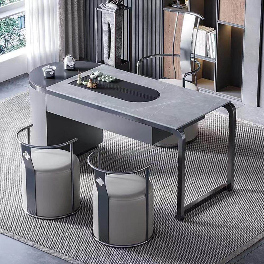 阳台茶桌岩板茶台轻奢现代简约艺术创意办公室功夫极简茶桌椅组合