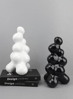 欧式轻奢抽象不规则堆砌球造型树脂摆件客厅卧室玄关酒店家居饰品