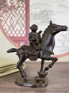 农村收来马上封侯旧货合金铜十二生肖猴子古董老货铜器铜印章摆件