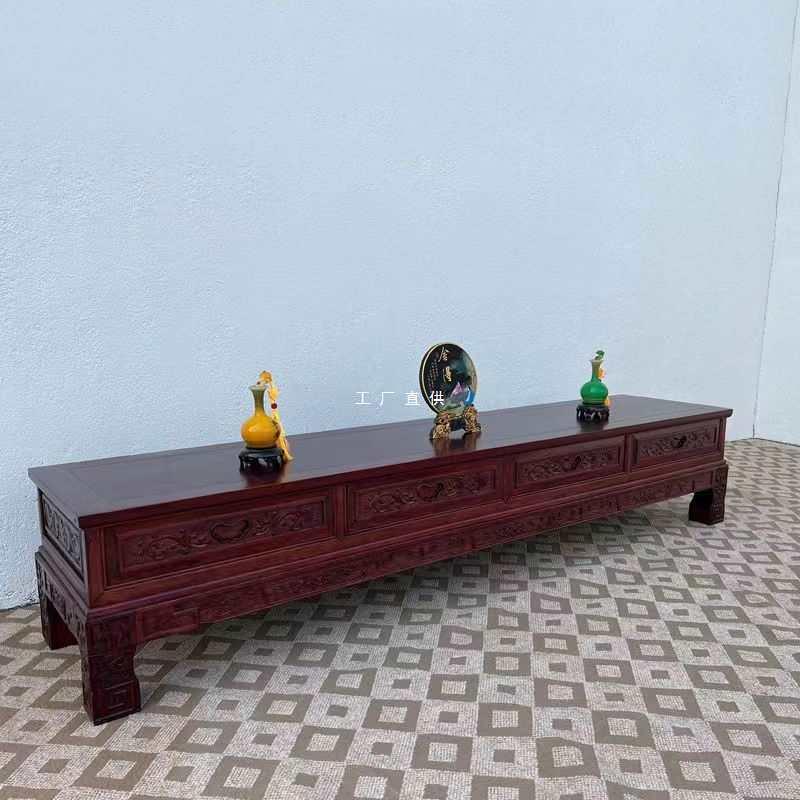 榆木象头罗马中式卧室客厅实木仿古电视柜影视听柜落地明清家