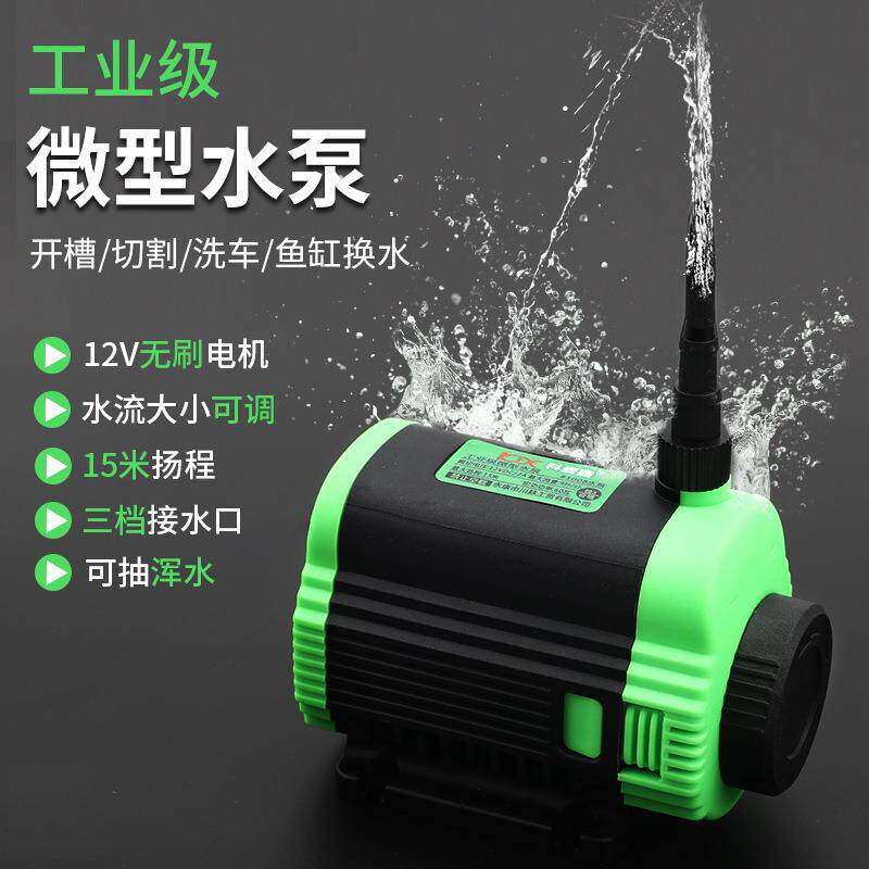 微型水泵小型迷你抽水机家用 12v无刷抽水泵开槽机水钻潜水自吸泵