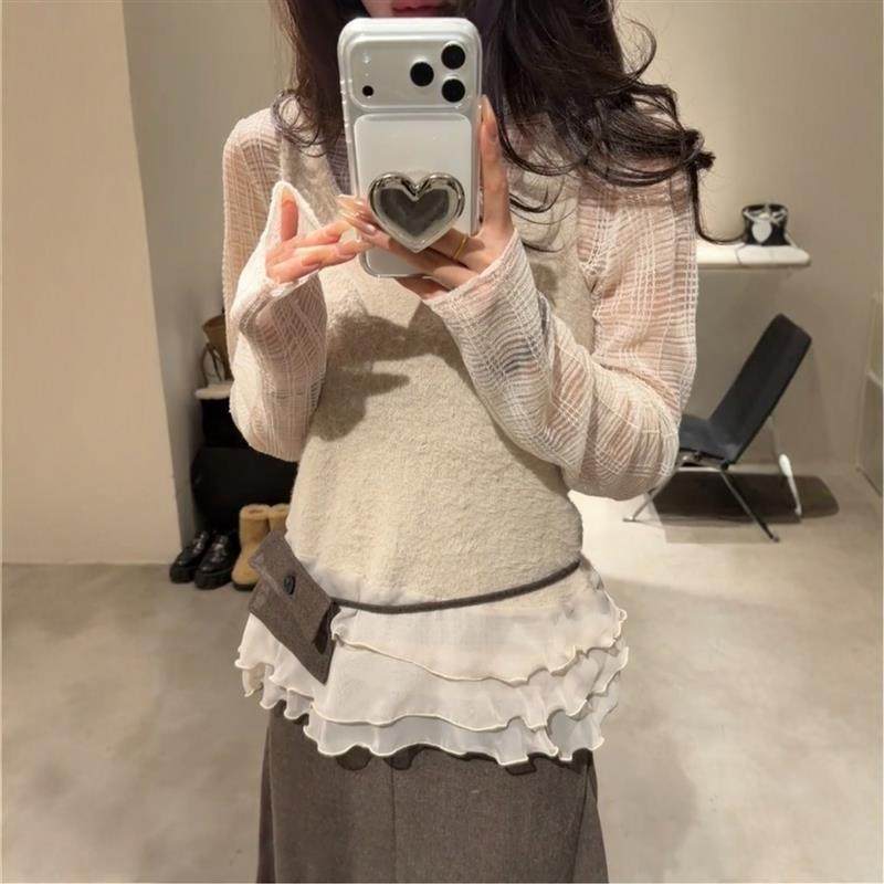 韩系不规则毛绒斜边吊带背心女秋冬多层荷叶边针织衫加厚保暖上衣,女装/女士精品,背心吊带,淘宝优惠券,粉丝福利购,淘宝优惠卷