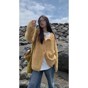 红人馆毛衣外套女春秋2025新款慵懒风外搭长袖宽松高级感针织开