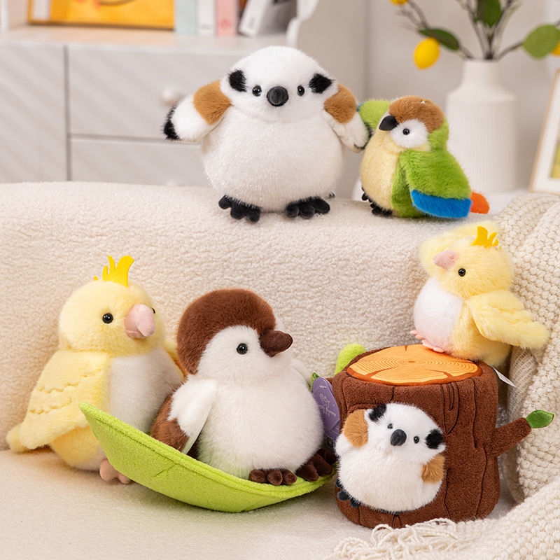 跃娃小鸟毛绒玩具公仔小麻雀山雀