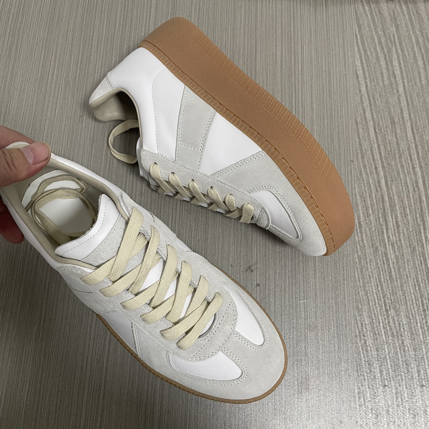 (增高6cm)外贸M6厚底增高德训鞋女小个子休闲鞋运动鞋真皮小白鞋