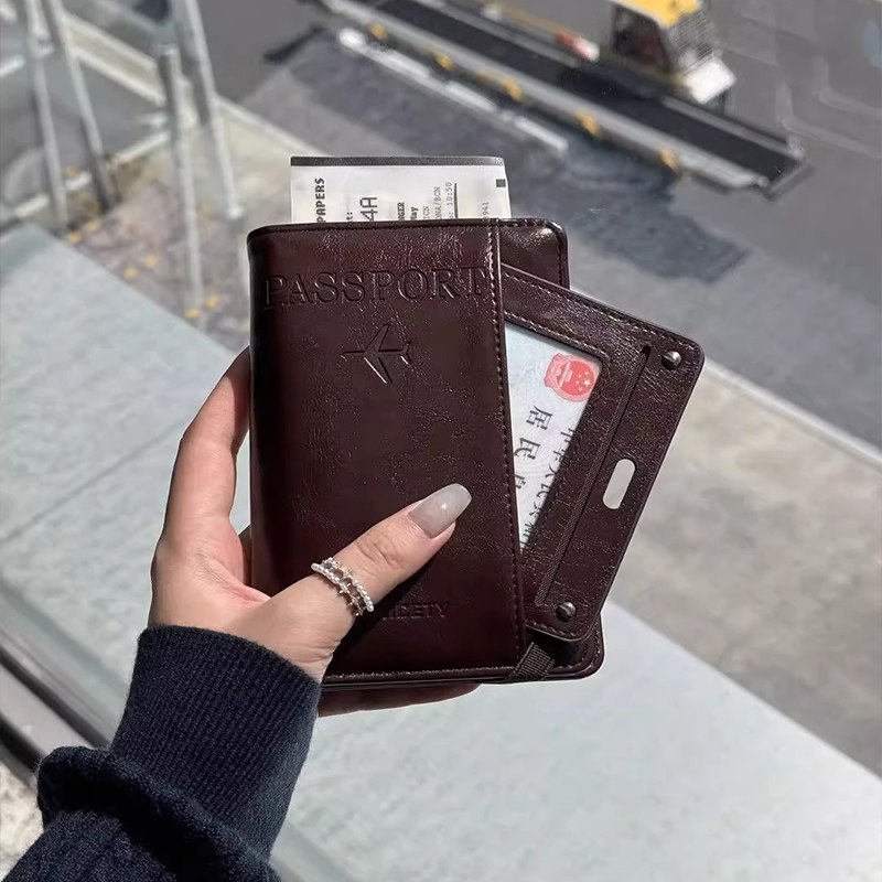 RFID新款防盗护照包机票夹多功能保护套复古拉链证件旅行卡包钱包