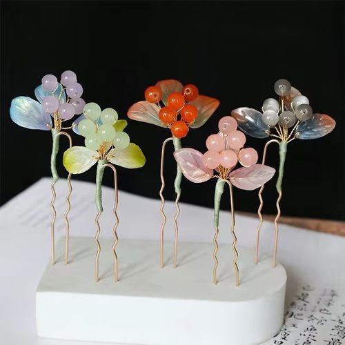 古风汉服头饰春天日常盘发发钗古风小清新点缀发簪国风简约发饰