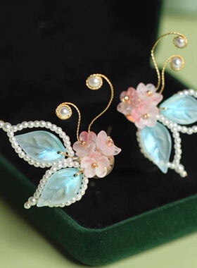 古风小蝴蝶发钗汉服可爱头饰唐风明制点缀小钗国风小清新掩鬓发饰