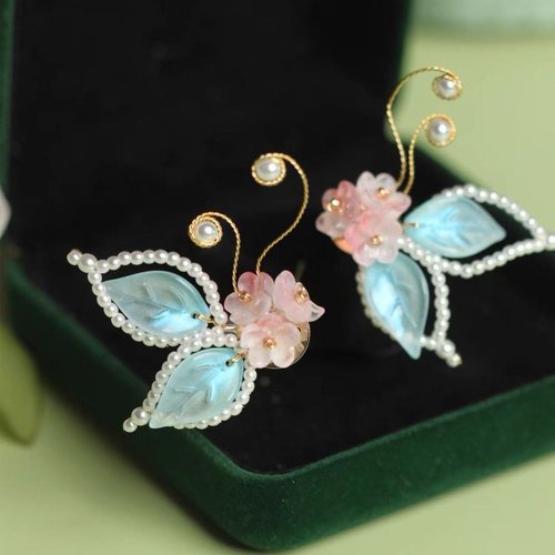 古风小蝴蝶发钗汉服可爱头饰唐风明制点缀小钗国风小清新掩鬓发饰