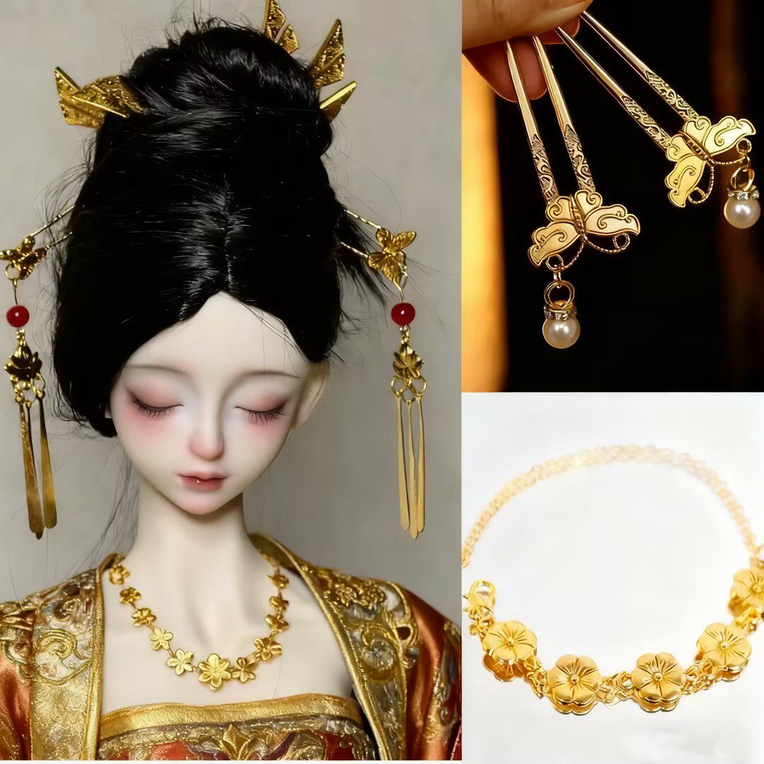 bjd娃娃古风发饰汉服bjd发饰玩偶迷你唐风富贵发钗BJD汉服饰品