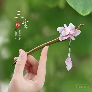 天然檀木发簪古风女高级感新中式木簪子现代简约发钗头饰手工发簪