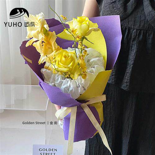 屿后 七夕亚麻纸鲜花花束包花纸粗亚麻纹压痕艺术纸花店花艺材料使用感如何?