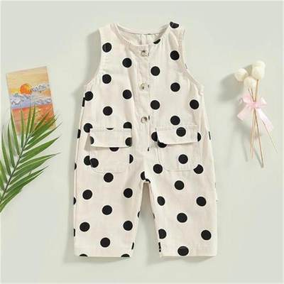 Citgeett Summer Infant Baby Girls Jumpsuit Sleeveless Dots P