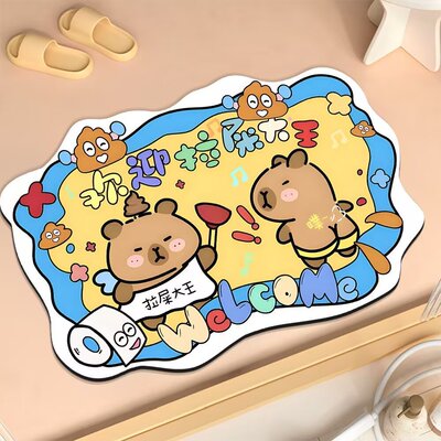 卡通动漫拉屎大王门垫家用浴室吸水防滑地垫硅藻泥卫生间厕所脚垫