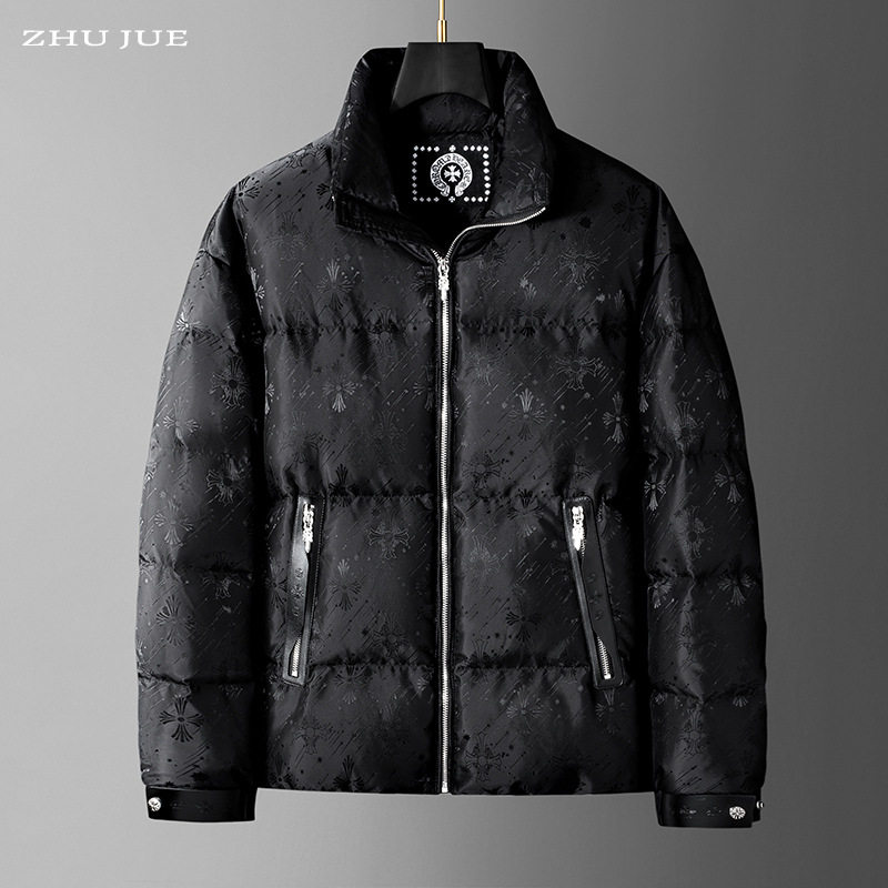欧洲站高端提花羽绒服男2025