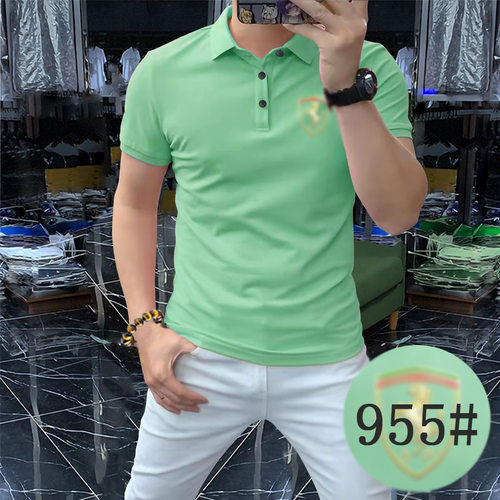 男装冰丝修身金色烈马Polo衫