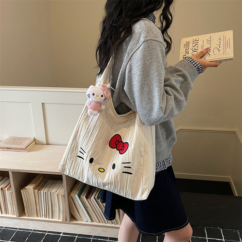 个性可爱kitty大容量包包女2026新款时尚百搭外出旅游单肩手拎包