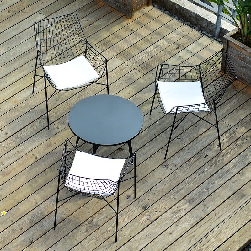 速发户外休闲合椅套件庭院铁艺网格椅茶几组花台桌园靠背镂空扶手
