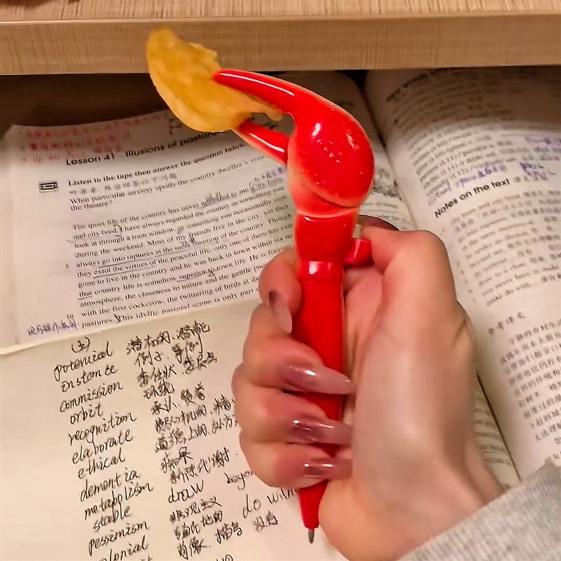 速发搞怪螃蟹笔趣味中性笔蟹老板同款钳子笔按压式夹薯片稀奇古怪