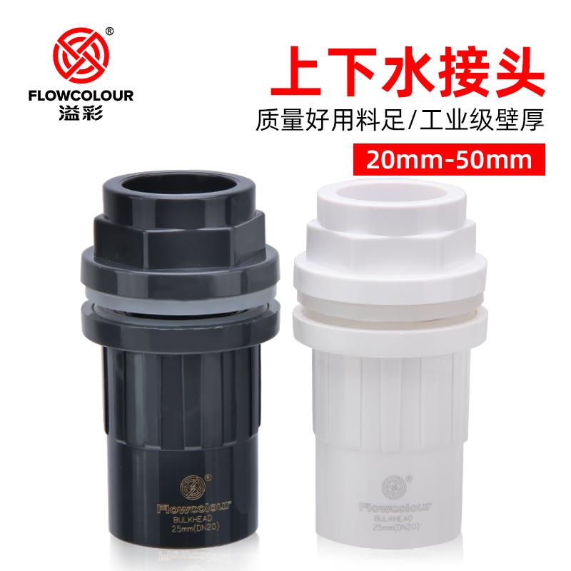 速发溢彩鱼缸上下水管件配件下接头水族箱pvc管道上水循环底滤 滤