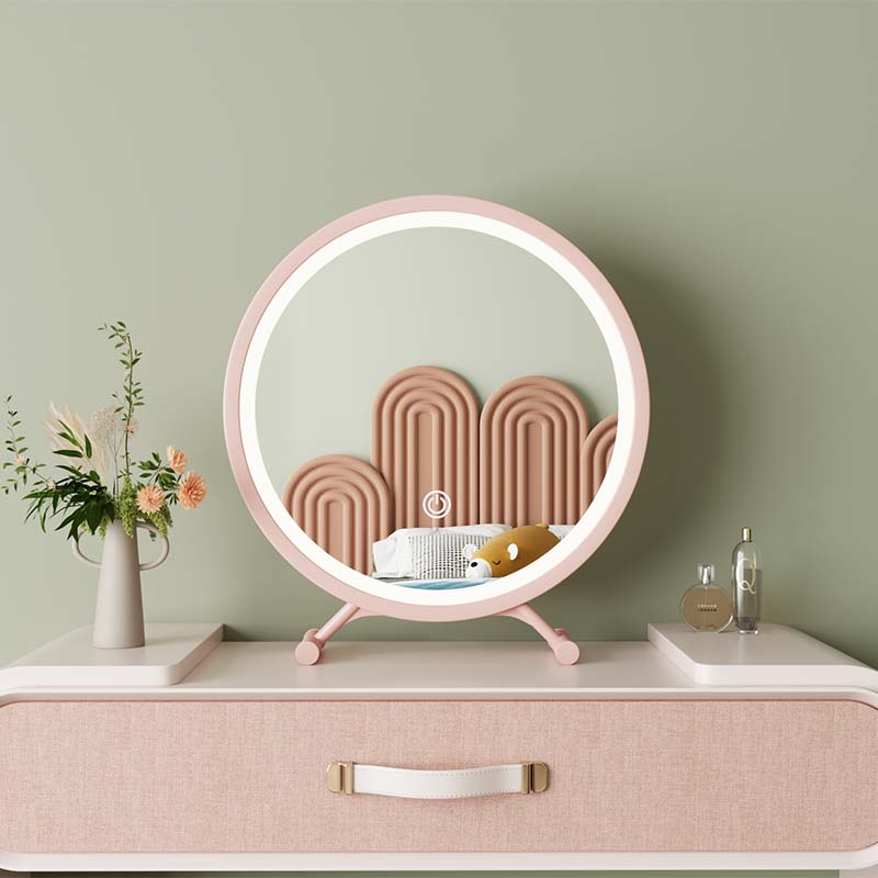 速发梳妆法生卧室宿舍台式桌面带灯智能补光异形镜式化妆台镜子