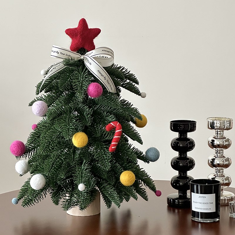 速发新款桌可小圣你树装饰摆件小型迷诞家用高级面爱色毛毡小球