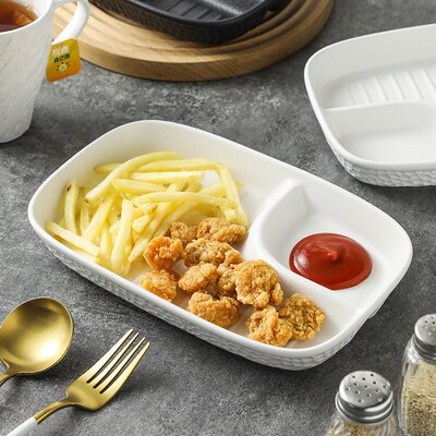 速发岩石纹饺子盘水饺盘盘童餐盘陶瓷新子儿带醋碟家用饺款陶瓷餐