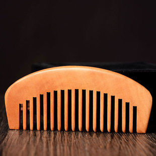 速发桃木士子宽齿实木整木梳子男便创意礼物长发家用随身梳携