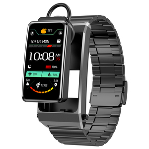 迈维思 商务大屏分离式通话智能手环蓝牙耳机二合一可接打电话测心率血压多功能男女通用防水手表