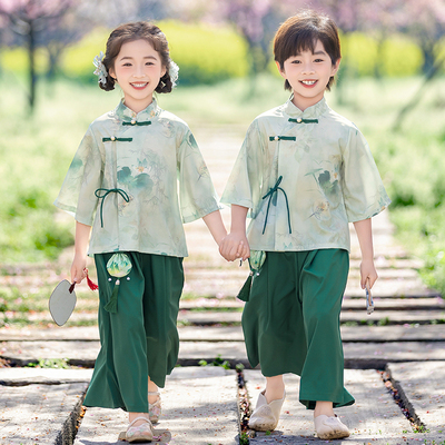 男女宝宝上春山荷花汉服古风幼儿园演出服唐装国风诗词朗诵表演服 — 7