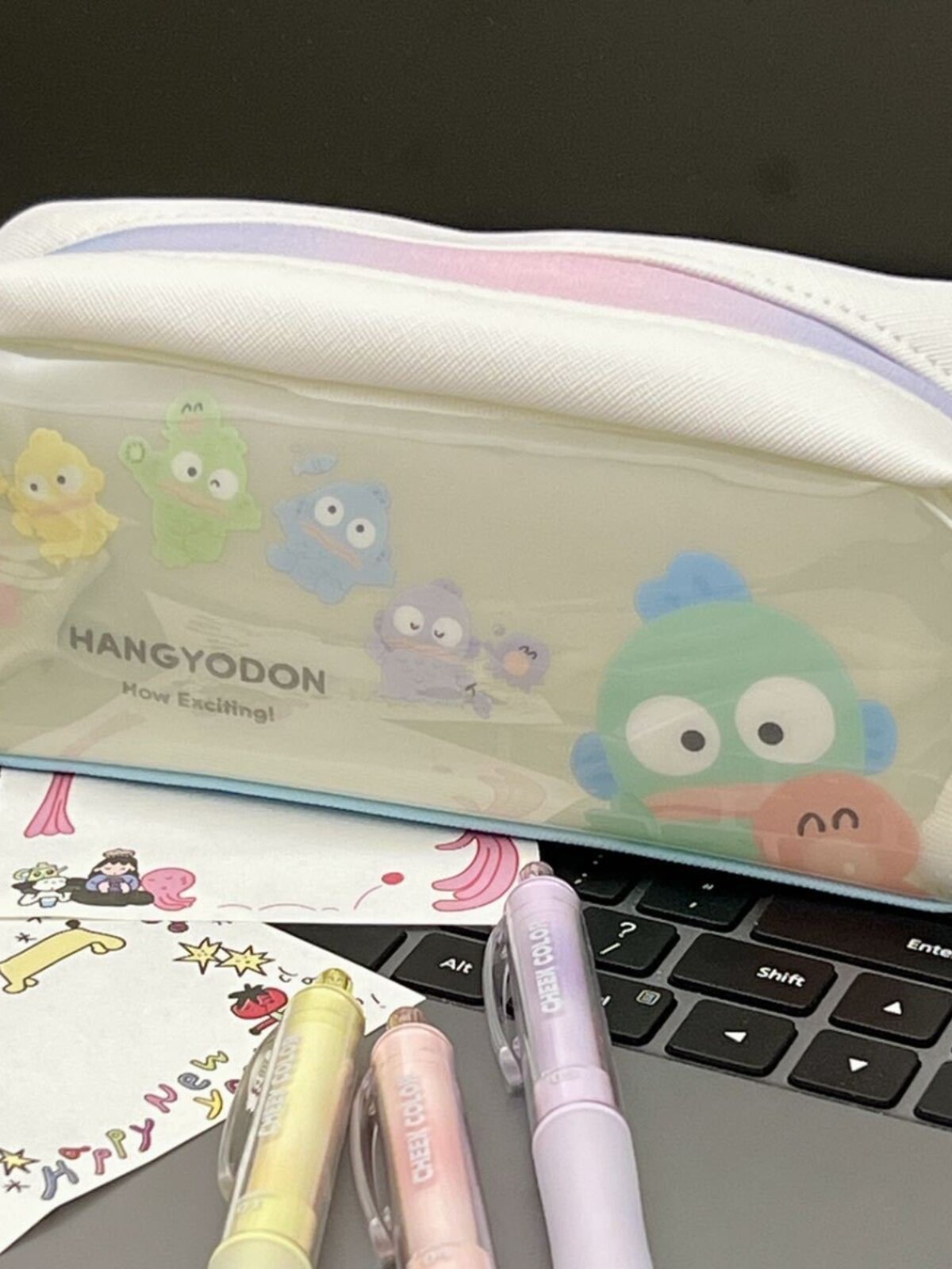 饼干毛茸茸的笔袋毛绒小容量小巧便携小迷你好看的大容量高考透明