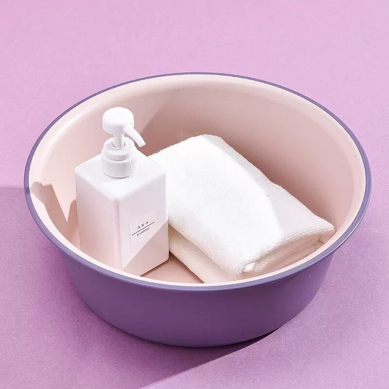 加厚洗脸盆家用洗衣塑料盆 大小号撞色磨砂学生宿舍简约脸盆