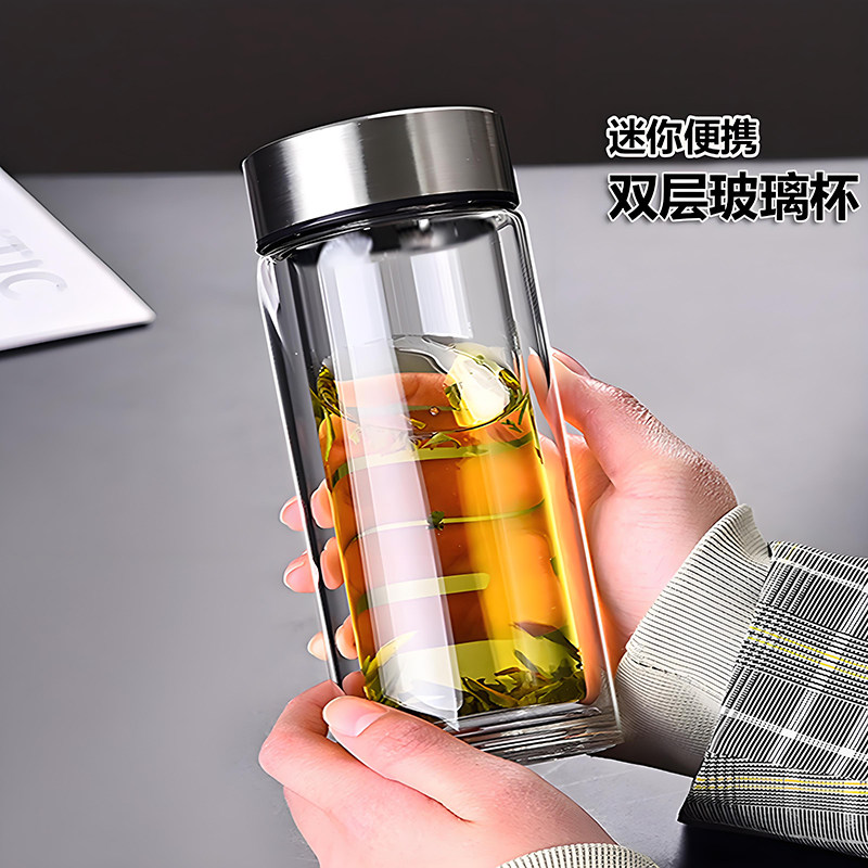 迷你便携双层防爆耐高温玻璃杯