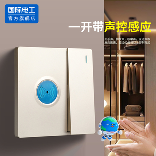 86型声控开关一开双控手动加声光控感应家用衣柜智能延时开关面板