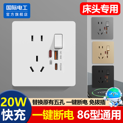 国际电工86型20W快充插座面板