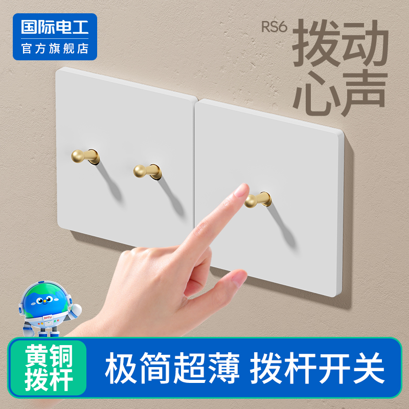 国际电工官方正品拨杆开关插座