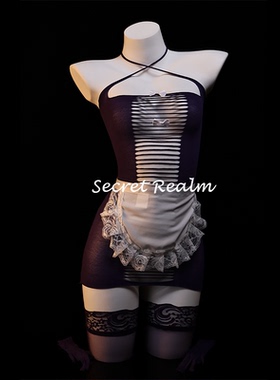 秘境「心动指令」性感睡裙女仆cos装蕾丝镂空透视网衣纯欲风qqny