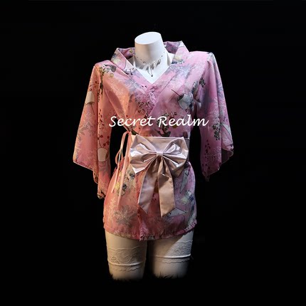秘境「千本樱」性感睡裙纯欲日式和服蝴蝶结系带浴袍qqny内衣女