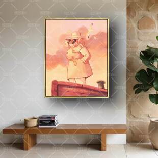 复古漫画风红猪艺术挂画海报宫崎骏动画装饰画日系手绘壁画高级感