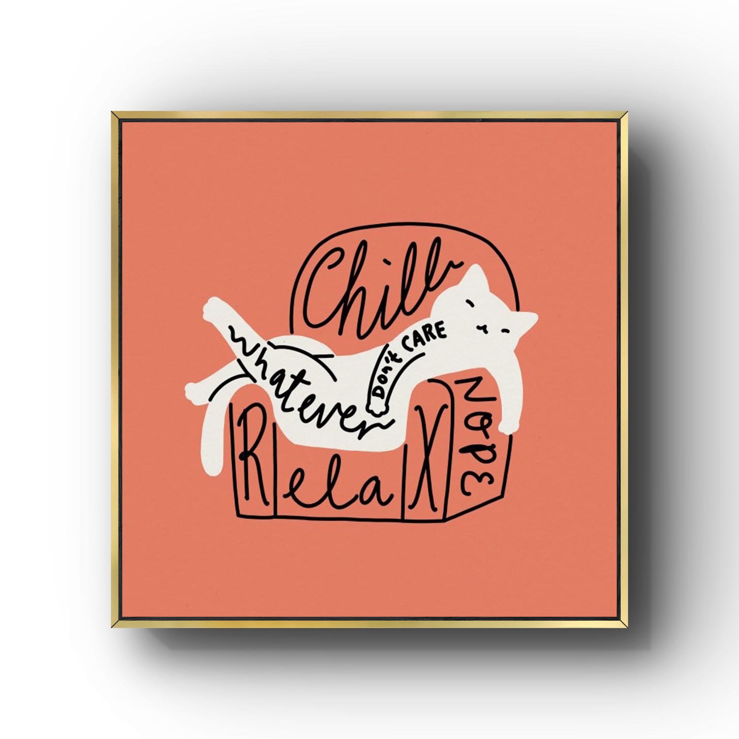 挂画可爱猫咪插画轻奢装饰画