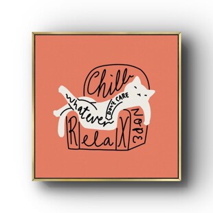 北欧玄关抽象粉色系装 轻奢小众客厅拱形挂画可爱猫咪插画 饰画法式