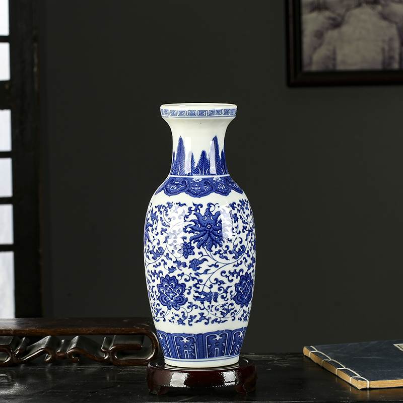 景德镇陶瓷器花瓶插花中式家居仿古青花瓷装饰品摆件酒柜书桌客厅