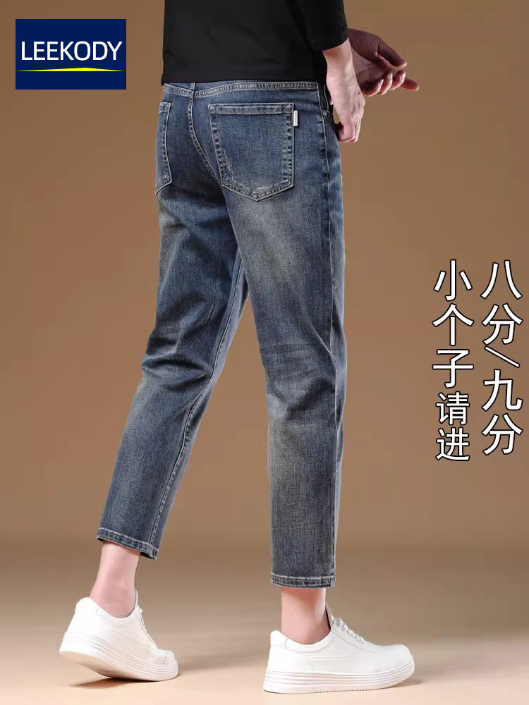 LEEKODY秋季九分牛仔裤男士2025新款修身直筒小个子八分休闲长裤