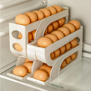 冰箱滚动鸡蛋收纳盒滚蛋滑梯自动滚落式鸡蛋盒鸡蛋托保鲜盒鸡蛋架
