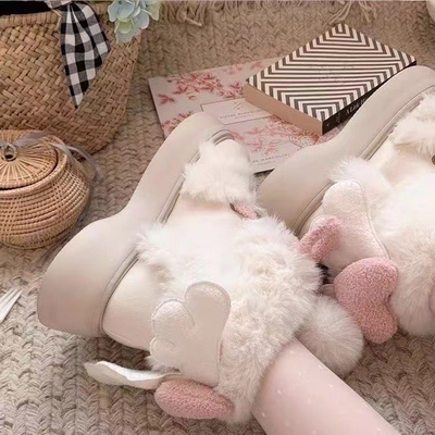 可爱洛丽塔冬季雪地靴女2024新款加绒保暖毛毛鞋美拉德加厚短靴女