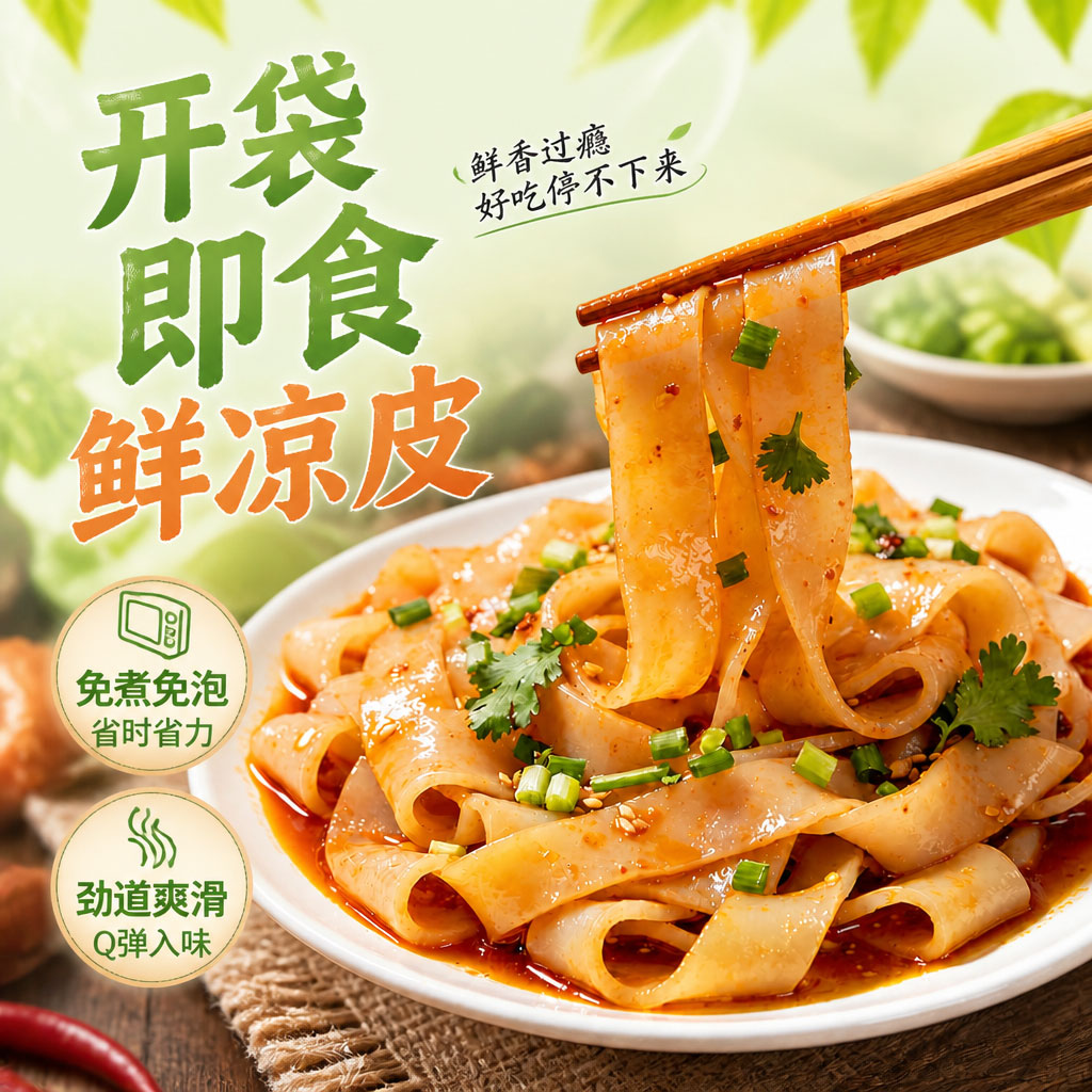 麦醉侠凉皮开袋即食红油麻酱鲜凉皮擀面皮半成品懒人方便速食品