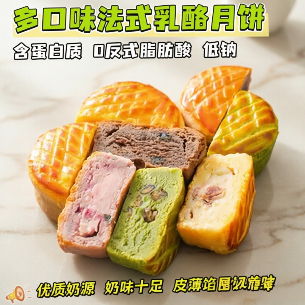 酥软爆浆一口沦陷！法式乳酪月饼 蓝莓玫瑰巧克力 中秋礼品盒装