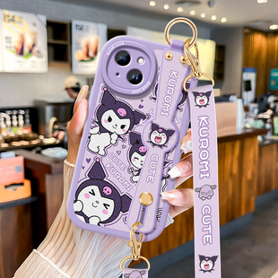 挂绳适用苹果15腕带手机壳女款iPhone14promax新款13卡通12保护套11硅胶8plus库洛米xsmax高级斜挎全包防摔壳