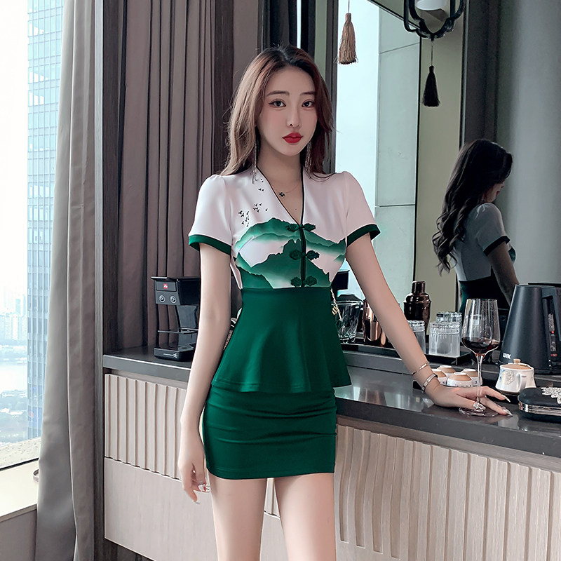 前台足浴足疗技师工作服女新款显瘦高端会所养生馆美容院气质套装